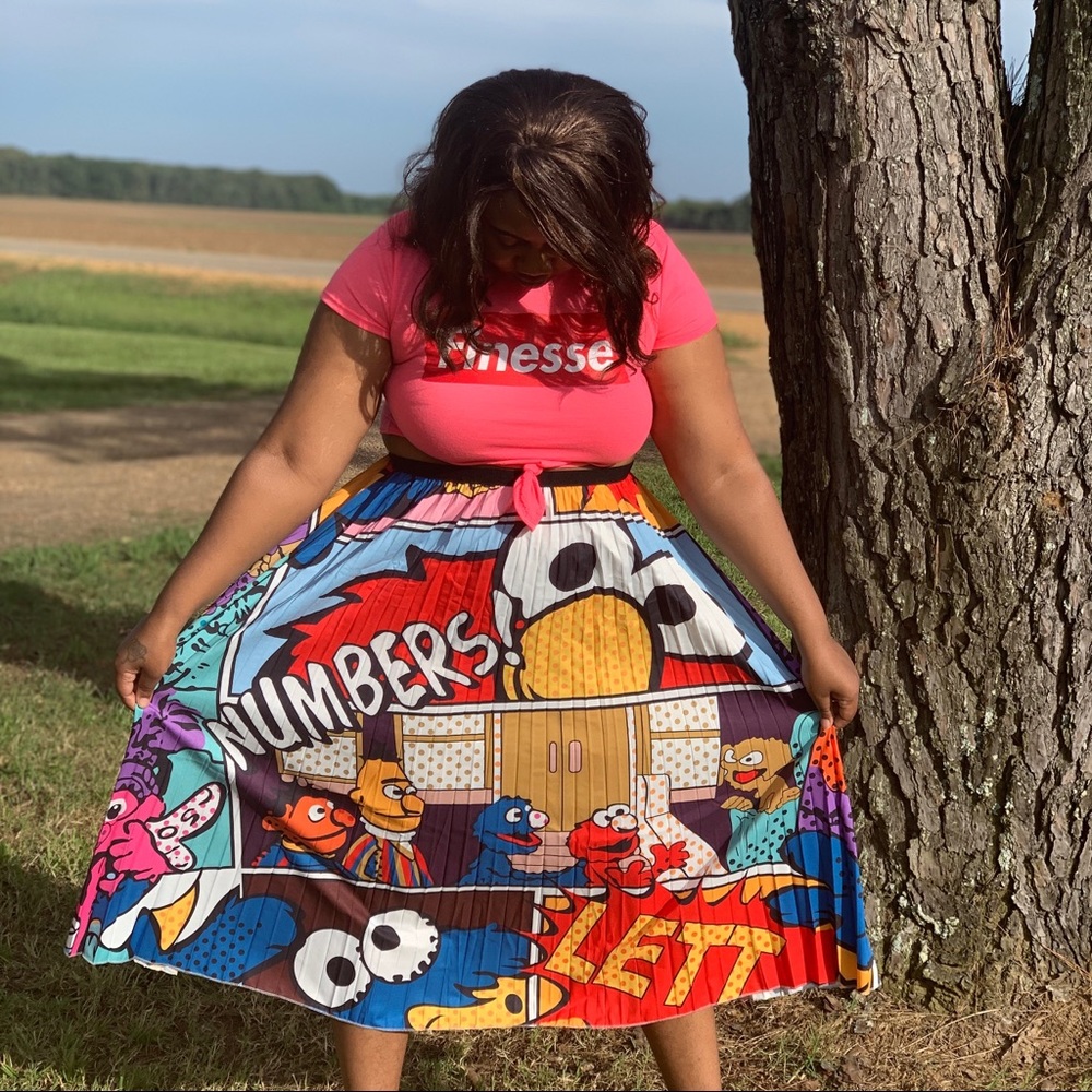 Red and black Cartoon Skirt